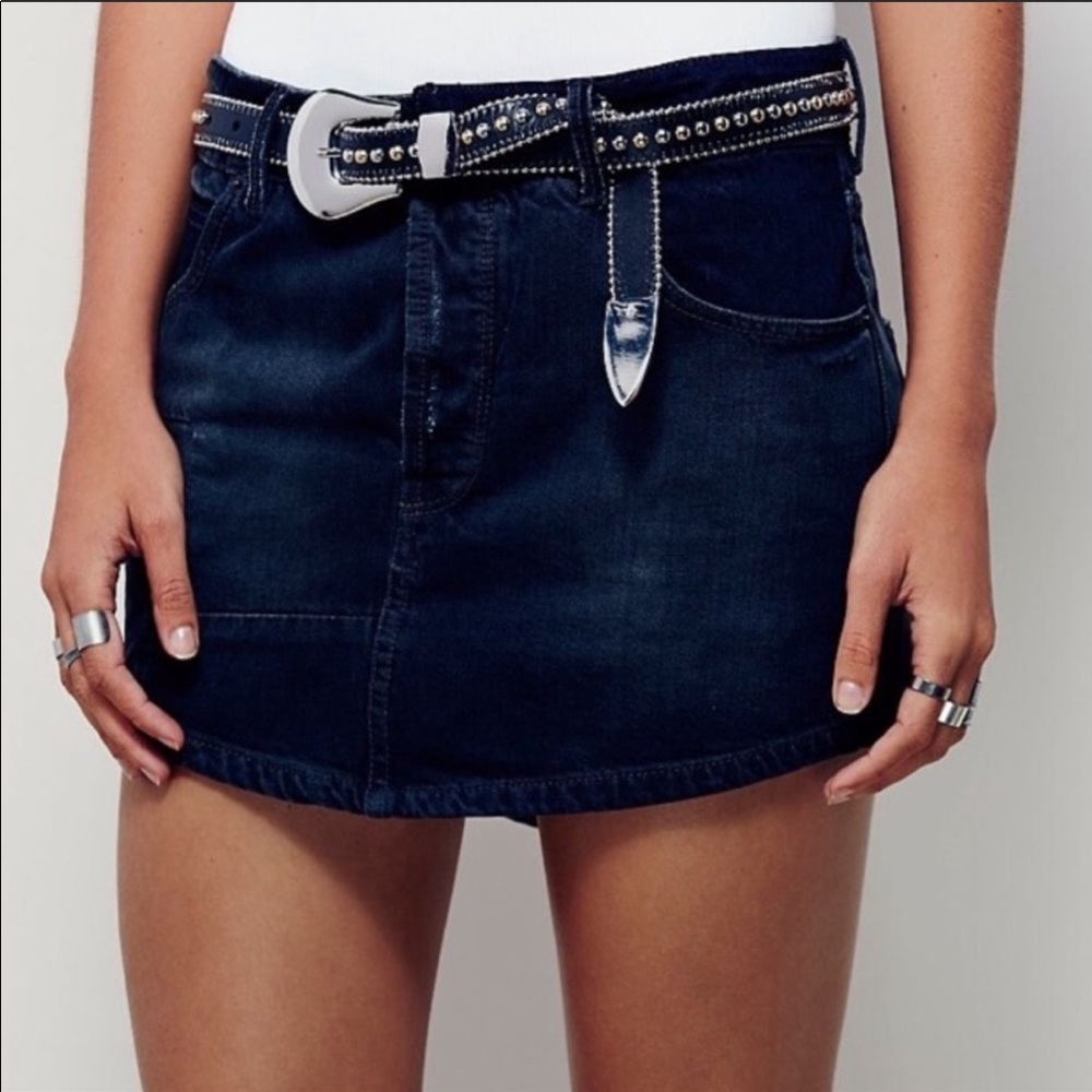 Free People Mia black denim skirt